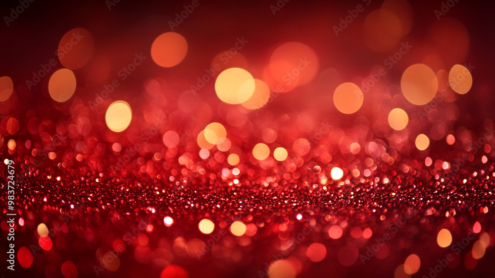 Shimmering red glitter background with bokeh effects creating a dreamy ambiance for celebrations Shimmering red glitter background with bokeh effects creating a dreamy ambiance for celebrations