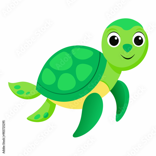 a playful, cartoon sea turtle