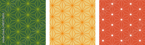 和柄（麻の葉）。日本の伝統模様、シームレスなパターン。シンプルな幾何学模様。