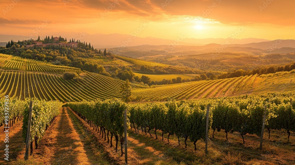 custom made wallpaper toronto digitalTuscan Vineyard Sunset Landscape