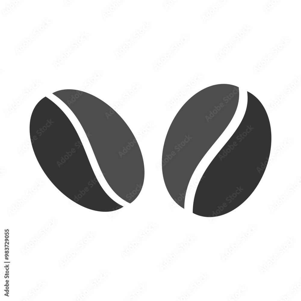 Fototapeta premium Black and White Coffee Bean Illustration. Simplistic illustration of two coffee beans in black and white. Perfect for coffee shop branding and minimalist designs.