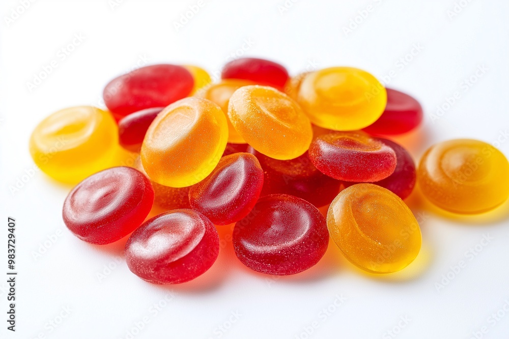 Colorful gummy candies on a white background Colorful gummy candies on a white background