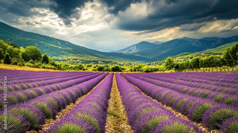 Lavender Fields Under Dramatic Sky Lavender Fields Under Dramatic Sky