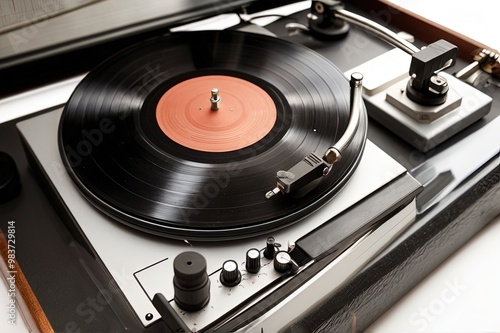 Closeup of a vintage vinyl record player