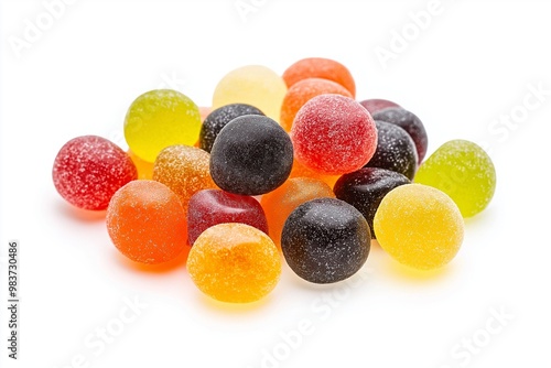 Colorful gummy candies on a white background 