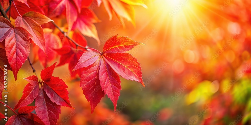 Vibrant red autumn leaves standing out against a blurred background in warm sunlight, autumn, foliage, red, leaves, vibrant Vibrant red autumn leaves standing out against a blurred background in warm sunlight, autumn, foliage, red, leaves, vibrant