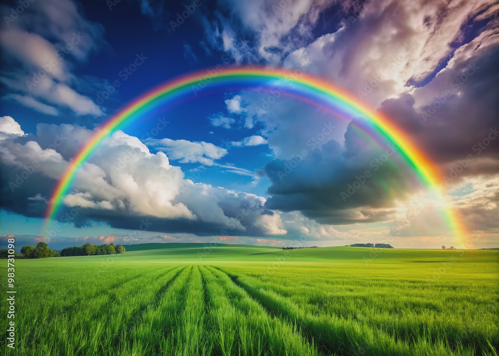 Vibrant rainbow stretches across a serene sky above a lush green field, symbolizing hope, diversity, and inclusivity, celebrating Pride and LGBTQIA empowerment. Vibrant rainbow stretches across a serene sky above a lush green field, symbolizing hope, diversity, and inclusivity, celebrating Pride and LGBTQIA empowerment.