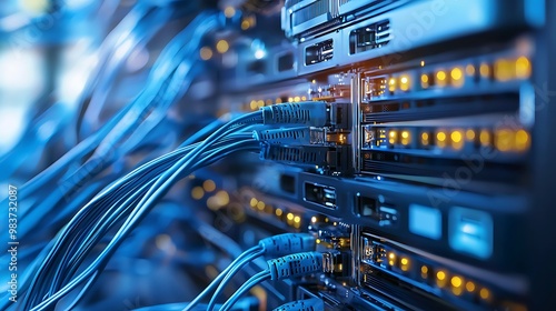 Computer network in IT environment with interconnected systems.