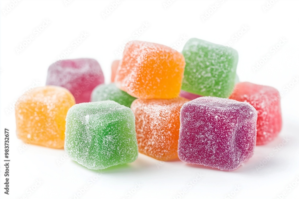 Colorful gummy candies on a white background Colorful gummy candies on a white background