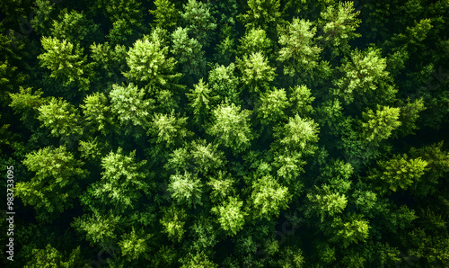 top view on the forest. Aerial top view of green forest tree