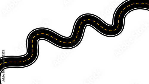 Horizontal asphalt road template. Winding road. Journey traffic curved highway. Seamless highway marking Isolated on background. Straight and winding road road. vector illustration