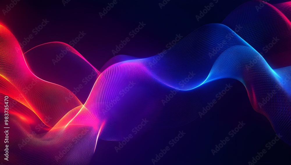 Abstract neon light background with blue and red glowing lines on a dark purple backdrop Abstract neon light background with blue and red glowing lines on a dark purple backdrop