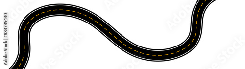 Horizontal asphalt road template. Winding road. Journey traffic curved highway. Seamless highway marking Isolated on background. Straight and winding road road. vector illustration