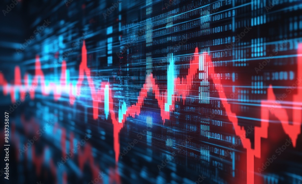 Red and Blue Digital Stock Market Chart Red and Blue Digital Stock Market Chart