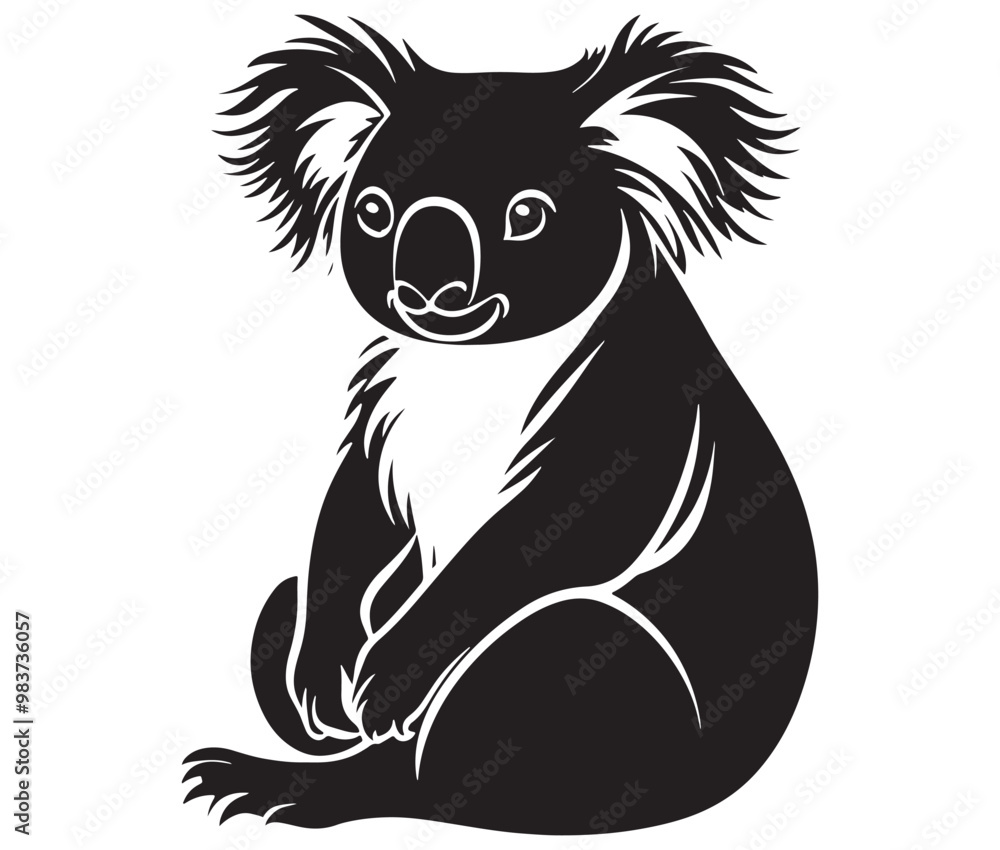 Silhouette cartoon koala on isolated background vector illustration Silhouette cartoon koala on isolated background vector illustration