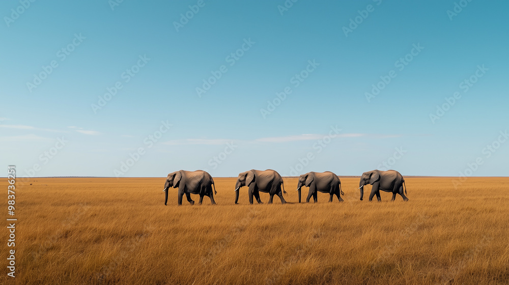 Elephant Herd Crossing the Plains During a Safari Elephant Herd Crossing the Plains During a Safari