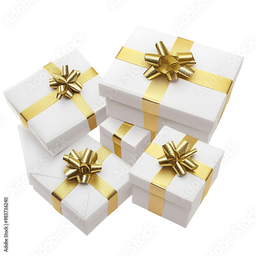 Gift box on white and transparent background. PNG cutout.