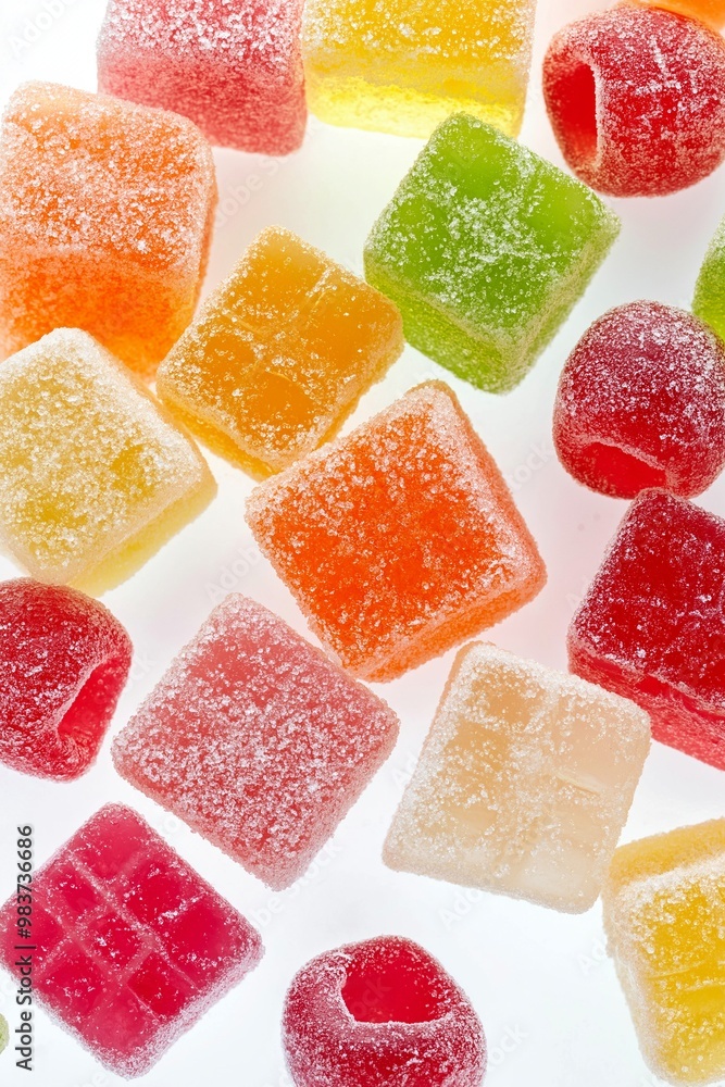 Colorful gummy candies on a white background Colorful gummy candies on a white background