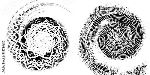 Black tire marks pattern isolated on white background with clipping path, burning tire texture.