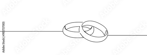 wedding ring line art vector illustration with transparent background editable stroke.