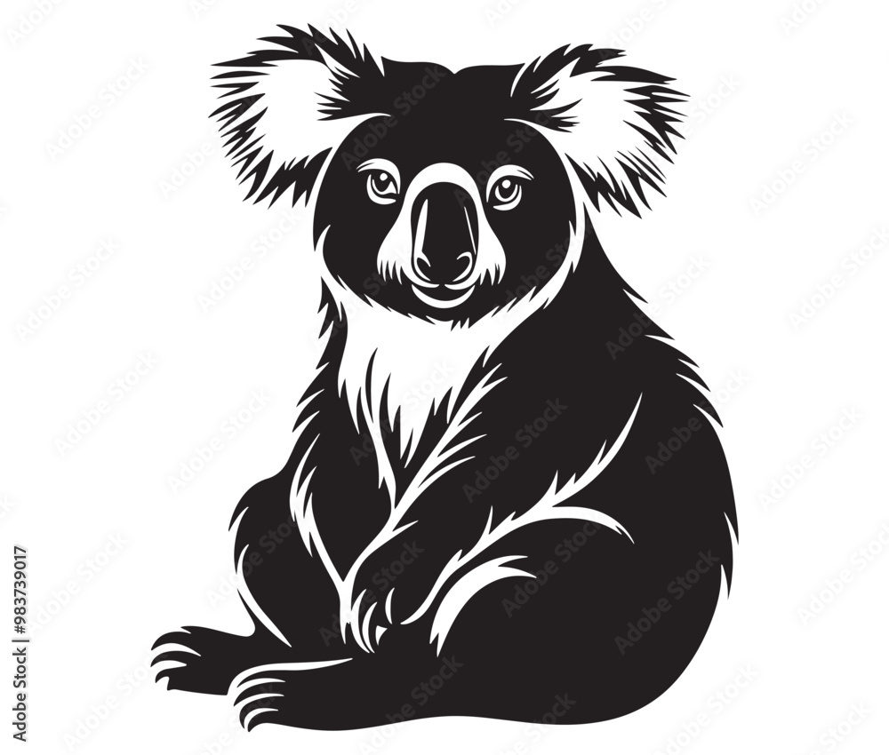 Obraz premium Silhouette cartoon koala on isolated background vector illustration 