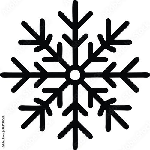 Snowflake Icon, Christmas Snowflake Silhouette Vector