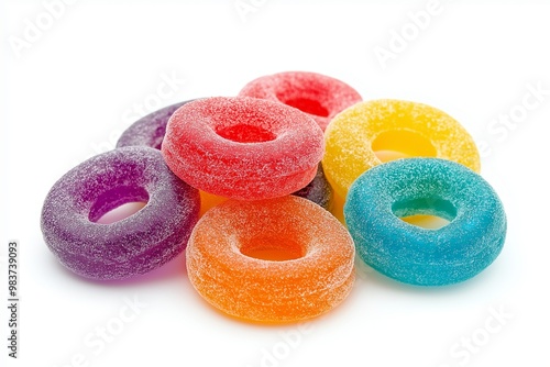 Colorful gummy candies on a white background 