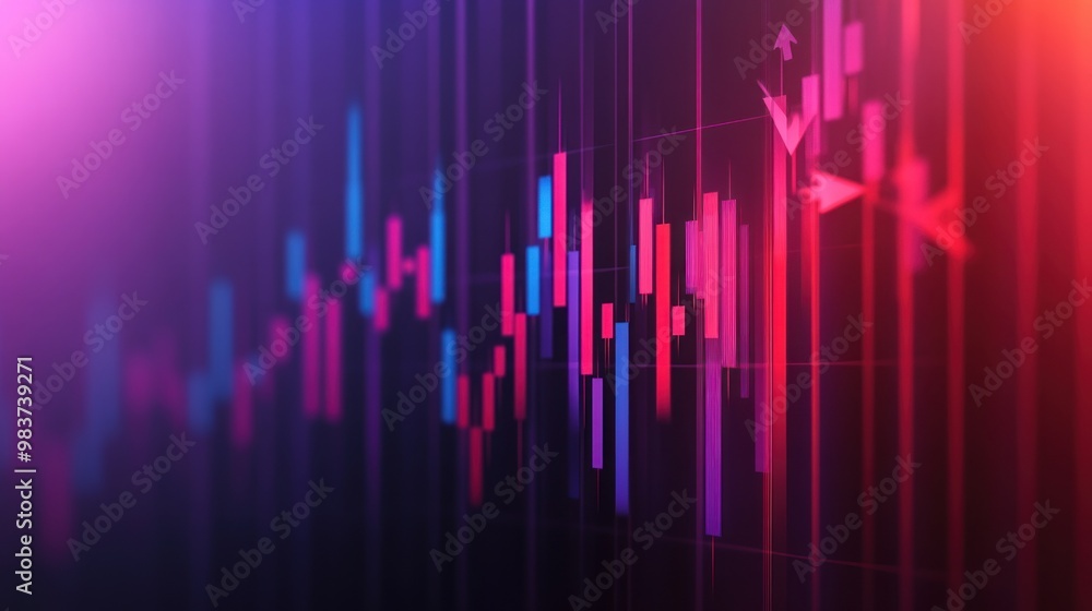 Abstract Financial Chart with Red and Blue Bars and Arrows Abstract Financial Chart with Red and Blue Bars and Arrows