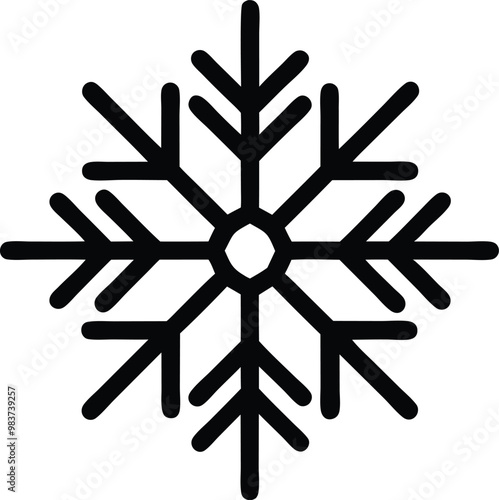 Snowflake Icon, Christmas Snowflake Silhouette Vector