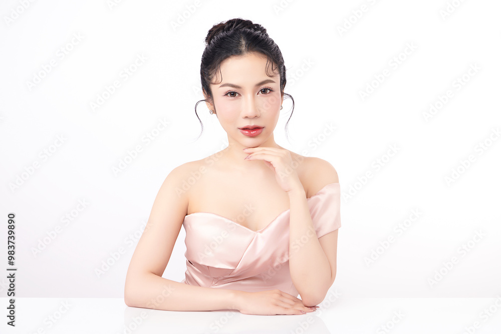 Beautiful young asian woman with clean fresh skin on white background, Face care, Facial treatment, Cosmetology, beauty and spa, Asian women portrait. Beautiful young asian woman with clean fresh skin on white background, Face care, Facial treatment, Cosmetology, beauty and spa, Asian women portrait.