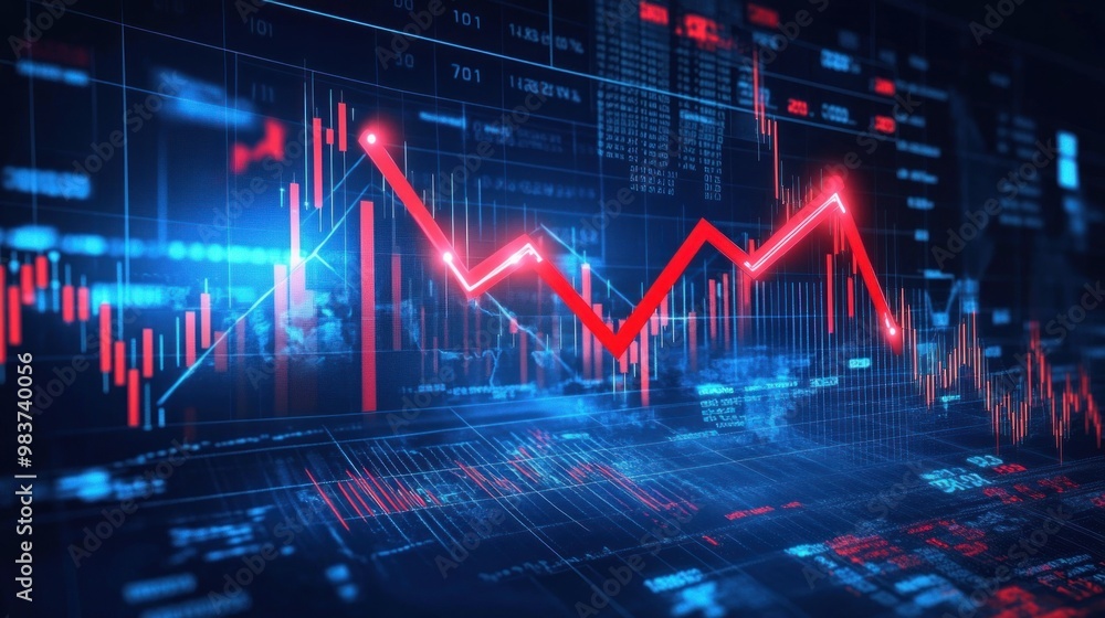 Red Stock Market Chart Showing Decline Red Stock Market Chart Showing Decline