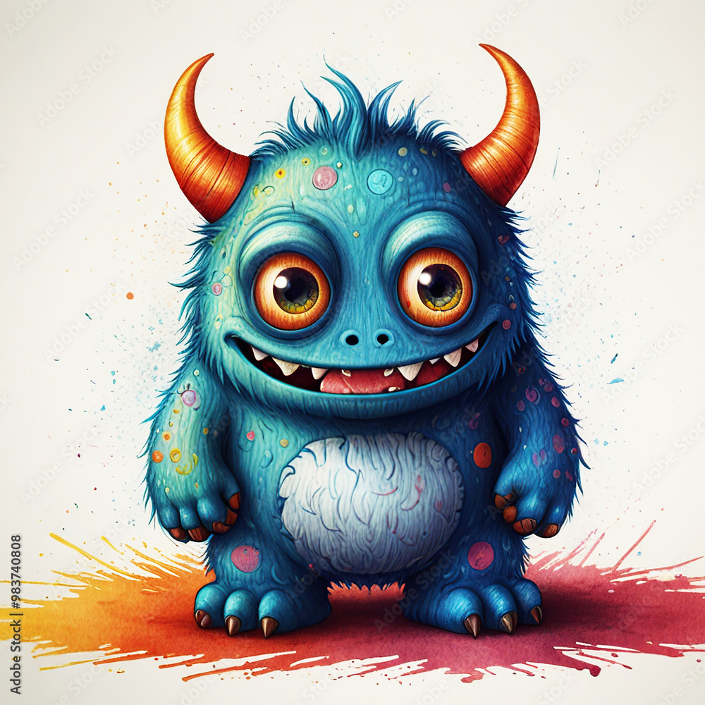 Colorful cute monster painting Colorful cute monster painting