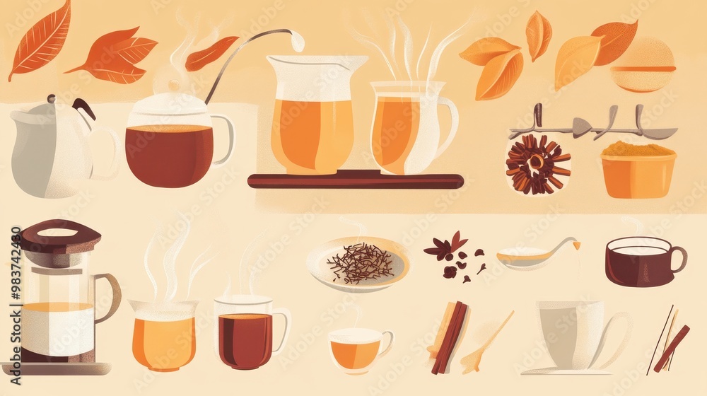 Warm Beverage Collection with Tea and Tea Accessories Warm Beverage Collection with Tea and Tea Accessories