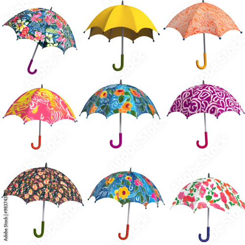 Stylish umbrella on white and transparent background. PNG cutout.