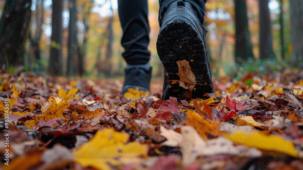 Footsteps on Fallen Leaves in an Autumn Forest Footsteps on Fallen Leaves in an Autumn Forest