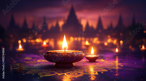 Diwali. Divali. Deepavali or Dipavali is the festival of lights. Burning candles in the temple