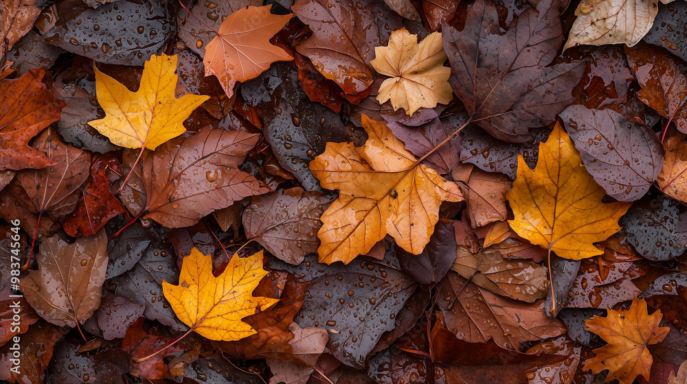 Wet Fallen Leaves After a Rainy Autumn Day Wet Fallen Leaves After a Rainy Autumn Day