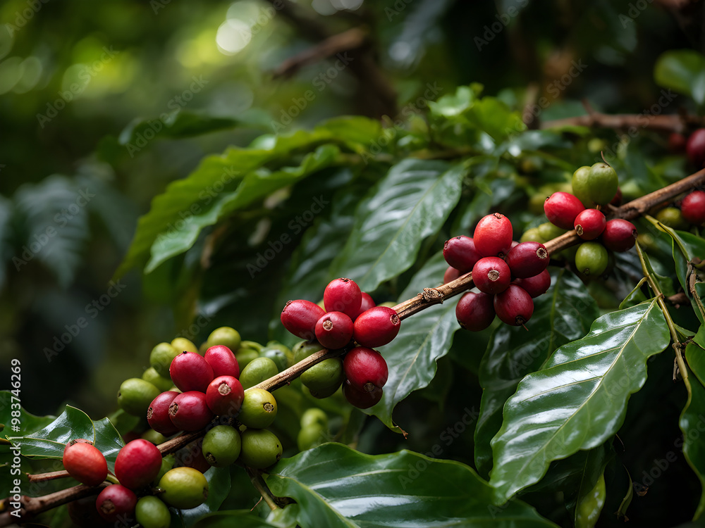 Coffee beans on the branches
