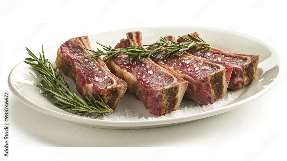fresh steak on the plate on a white background fresh steak on the plate on a white background