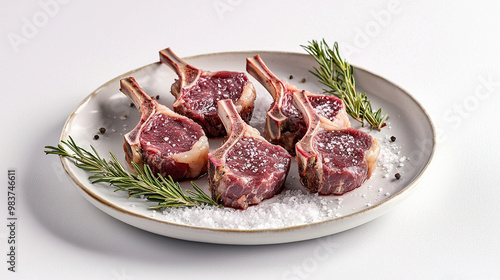 fresh steak on the plate on a white background