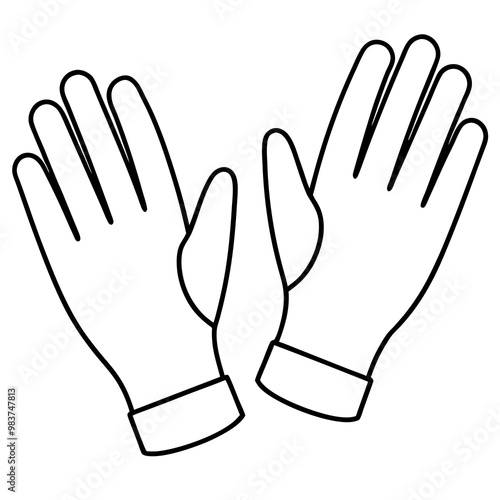 Simple gloves outline in black and white style