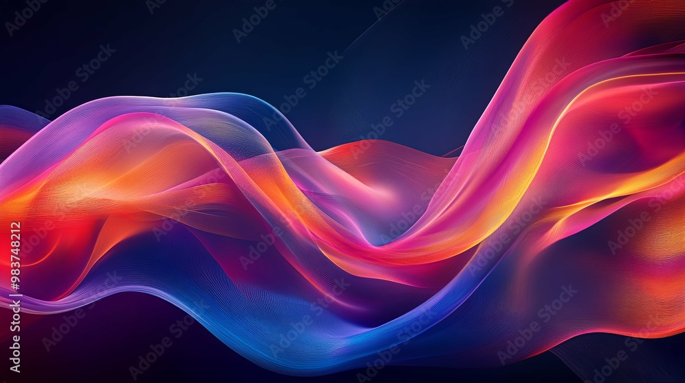 Abstract Wavy Pattern of Vibrant Colors on a Dark Background Abstract Wavy Pattern of Vibrant Colors on a Dark Background