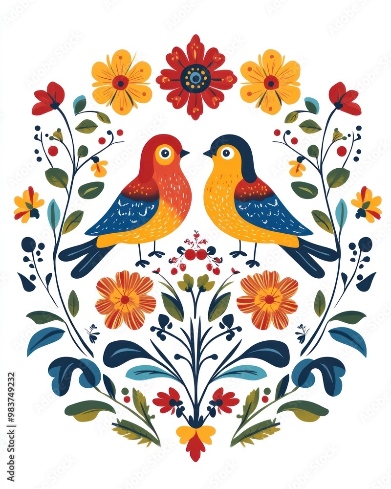 Floral Design with Birds Floral Design with Birds