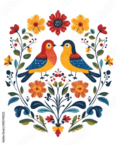 Wallpaper Mural Floral Design with Birds Torontodigital.ca