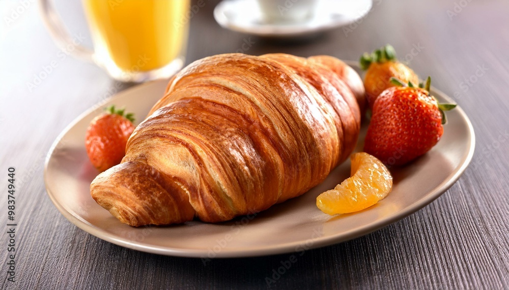 Delicious breakfast with croissant Delicious breakfast with croissant