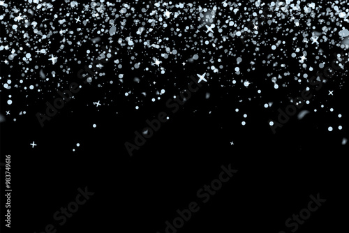 Christmas snow. Falling snowflakes on a dark background. Snowfall. Vector illustration.