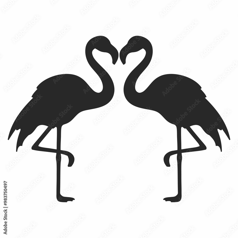 Fototapeta premium black and white flamingo silhouette