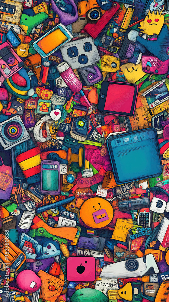 Obraz premium colorful doodle art wallpaper. doodle art cartoon background