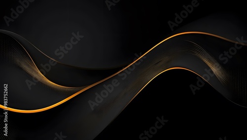 Black background with golden waves, elegant and sophisticated,