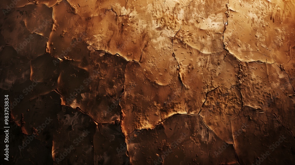 Naklejka premium Textured Abstract Background with Rich Earthy Tones and Cracked Patterns, Perfect for Artistic Use or Digital Design Projects
